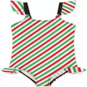 이사이드크 걸스 원피스 수영복 폴카 도트 러플 3~12년