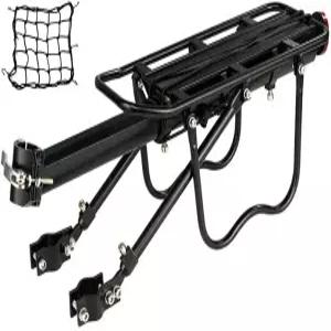 더자 리어 자전거 랙 화물 퀵 릴리스 조절 가능한 합금 캐리어 115파운드 용량 블랙 설치하기 쉬운 제품