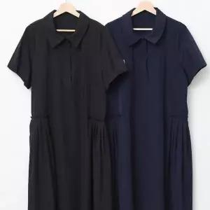 빅사이즈카라원피스 U753L506 엘르카라옆주름원피스 SM (37560003A)