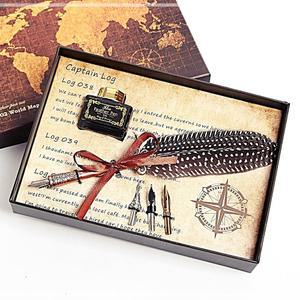 [2개구성] 학생용 팬시 디자인 펜 예쁜 깃털 세트 신기한 볼 사무용 판 촉 레트로 필기구 잉크 LW38CEFE