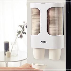 [2개구성] 리빙듀오 보관 더블 수납함 종이컵 정리 일회용컵 수납 디스펜서 컵 LW6348B9