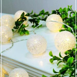 [2개구성] 은하수 30구 LED 코튼볼 실버전구점멸有 USB연결 트리전구 트리조명 전구 크리스마스 KWB67CB1