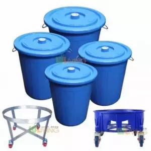 휴지통 카트 철재도장 75리터 운반 쓰레기통 카트