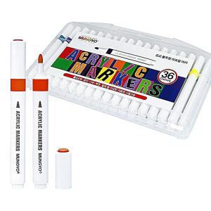 [2개구성] MG 불 유리 아크릴 36색상 마커 섬유 마카 펜 세트 플라스틱 용 수성 투명 LWFFVBQS