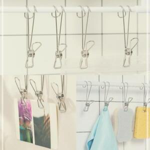 [2개구성] 스테인리스 용품 10개 1세트 다용도 걸이 후크 멀티 만능 집게 스텐 빨래 고리 주방 NWAF0461