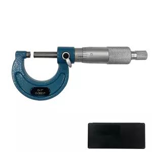 외부 마이크로미터 0-1인치 기계식 0.0001인치 눈금 세트 합금 정밀 공구 케이스(1Pcs)