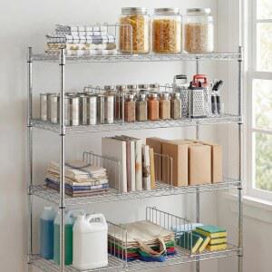 모닝로 6개의 분할기 사무실 욕실 수납 도금 팬트리 9인치 18인치 와이어 주방 선반 크롬 강철 정리 실버