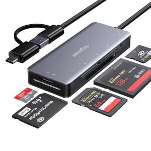 [미국배송] SD 카드 리더 알루미늄 5IN1 USB USBC TO MICRO MS CF XD 어댑터 아이폰호환 15 /16 /PRO /MAX 애플호환 PRO /AIR 2023 아이패드호환 IMAC S23 XPS 17 SURFACE BOOK 3 등과 호환됩니다