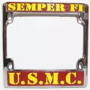 미 해병대 크롬 오토바이 번호판 셈퍼 파이어 프레임 USMC