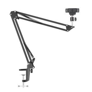 애니비아 웹캠 스탠드, 클램프 마운트 서스펜션 가위 삼각대 스탠드 홀더 카메라 암 웹캠용