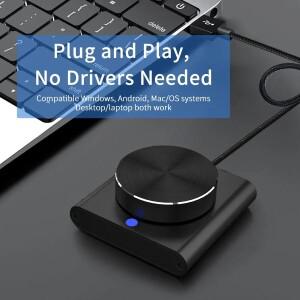 USB 볼륨 조절 노브 멀티미디어 컨트롤러 1키 음소거 일시 정지 기능 PC 지원 Windows iOS Android Linux