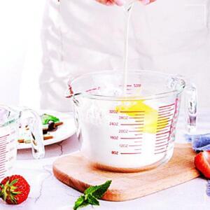 [2개구성] 비커 용기 유리 눈금 베이킹 내열 컵 플라스틱 강화 쌀 이유식 물 계량 용품 손잡이 HWFHC98Y