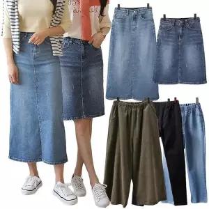 빅사이즈여성의류 워싱 데님롱스커트 스키니진 청치마 (19766120A)