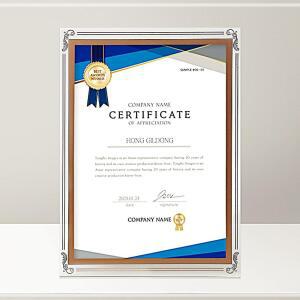 [2개구성] 주트리 관공서 학교 골드 졸업장 탁상 액자 유리 크리스탈 A4 상장 프레임 LWCB994A