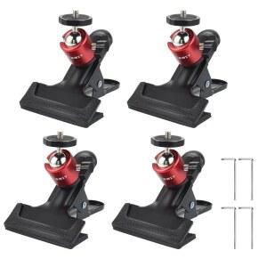 UTEBIT 카메라 클램프 마운트 삼각대 클립 360도 회전 웹캠 마운트, 스튜디오 배경 디지털 SLR 비디오 조명 사진 액세서리 클램프용 1/4인치 나사 플래시 반사경 홀더,