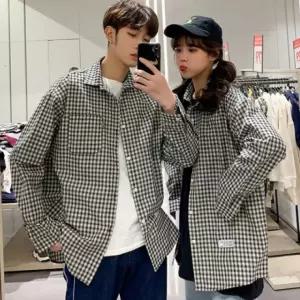 캐주얼남방 잔체크 데일리룩 오버핏 셔츠 학생 INSUM52 정장