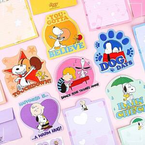 [2개구성] 편지지-랜덤5EA 필기용품 팬시 캐릭터용품 스누피 어린이메모지 모양 캐릭터메모지 BHWFGDGI3