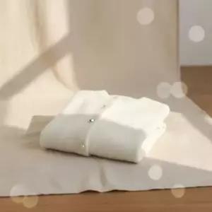 여성 도톰 퍼 가디건 진주버튼 라운드넥 루즈핏