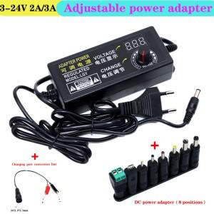 3-24V 가변 AC-DC 전원 공급 장치 3V 9V 12V 15V 18V 2A 3A 어댑터 범용 전압 디스플레이 포함
