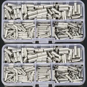 150pcs 비절연 버트 압착 단자 페룰 베어 주석 도금 배선 세트 22-10AWG 전기 케이블 와이어 커넥터