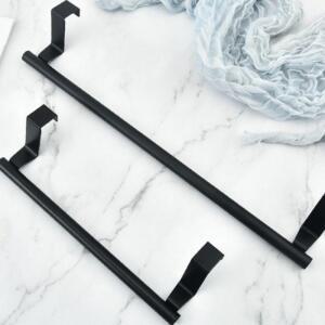 [2개구성] 대형 블랙 화장실 욕실 주방 스텐 무타공 수건걸이 AEWD2A2E7