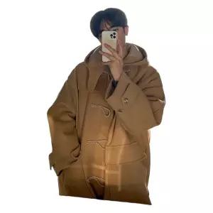 남성떡볶이코트 롱코트 아우터 남성체크코트 학생 대학생 남성코트 데일리 더플코트 캐주얼