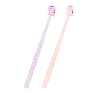 [2개구성] 필기구 젤펜 단체선물 실리콘6개 중성펜 판촉물 실리콘펜 문구 유니콘 HWA8278D