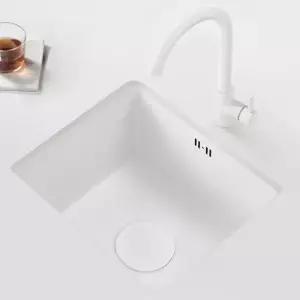 화이트 소형 싱크대싱크볼 중앙배수구 사각볼 스텐