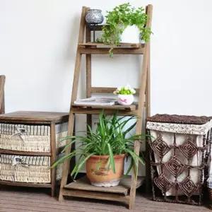 고재 선반 사다리 진열대 원목 3층 수납 빈티지