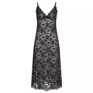 [매장정품] 원더브라 여성 끈나시 시스루 레이스 맥시롱 슬립_블랙