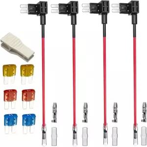 Gebildet 4pcs 12V-24V 회로 추가 Micro2 퓨즈 탭 와이어 하네스가 있는 피기 백 블레이드 홀더 6pcs Micro