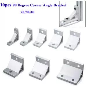 10pcs 90도 코너 앵글 브래킷 53x53mm 3030 4040 4545 패스너가있는 알루미늄 프로파일 3D 프린터 용 연결