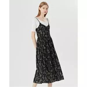 GGPX러블리 플라워 패턴 V넥 뷔스티에 롱 나시 피스 GOAOW032D2252640