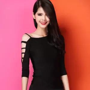 라인댄스 검정색 스포츠 검은색 티셔츠 댄스 공연복 상의 블랙상의