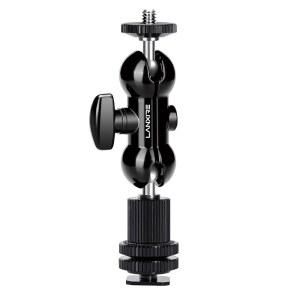 Lanxire 1/4인치 나사 더블 볼 헤드 매직 암, 카메라 핫 슈 마운트 어댑터, 및 3/8인치 알루미늄 합금 삼각대 플래시 마이크, 모니터, LED 조명용