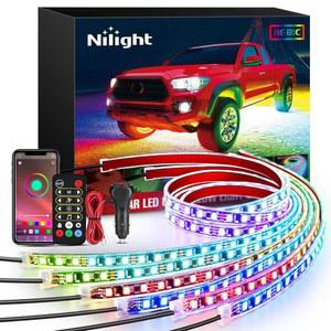 Nilight 6Pcs 카 언더글로우 네온 액센트 스트립 라이트 300 LED 멀티 컬러 RGB-IC DIY 사운드 액티브 기능 음악 모드(APP 제어 및 리모컨 언더바디 포함)