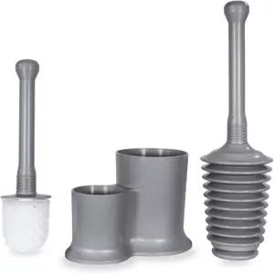 Master Plunger 500 변기솔 콤보 세트 ？ 고성능 솔과 홀더가 포함된 강력한 회색 변기 플런저 내구성 있고