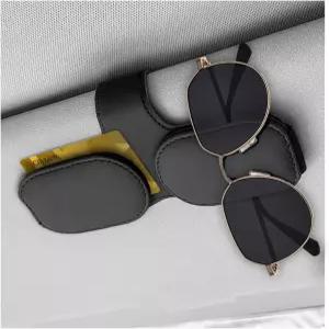 자동차 선바이저용 DXNQ 선글라스 홀더 바이저용 가죽 마그네틱 안경 마운트 클립 범용 걸이 및 차량 티켓