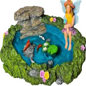 무드 랩 요정 정원 - 미니어처 피쉬 폰드 피규어 키트 액세서리 2종 세트 야외 또는 집 장식