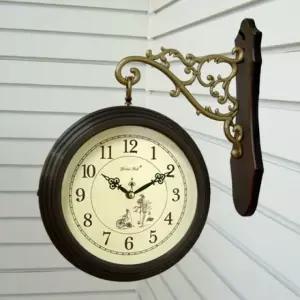 무소음 한국 자전거 메탈 GB2224 양면 월넛 벽시계