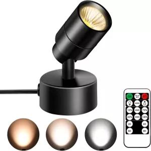 FZWLE 1팩 조광 스팟 라이트 실내 타이머 및 리모컨으로 스포트라이트 3000K/4000K/5000K 조절 가능 LED