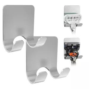 샤워용 링크 아이디어 2팩 벽걸이 면도기 홀더 셀프 접착 후크 스테인리스 스틸 스틱 행거 호환 질레트와