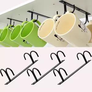 24개의 후크가 달린 이스트바오 6팩 머그 홀더 캐비닛 정리함 아래 커피 컵 랙 보관 바 주방 도구용