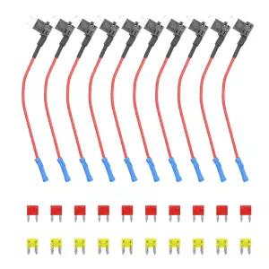 리코일 FT2-10 10 팩 12V 차량용 회로 퓨즈 추가 탭 어댑터 미니 ATS 블레이드 홀더(10개 10A 20A 포함)
