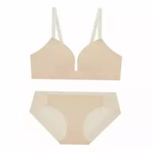 [매장정품] GUESS UNDERWEAR 부스트업 노와이어 브라 팬티 세트 - 베이지