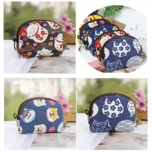 귀여운 지갑 강아지 고양이 마네키네코 일본풍 일본여행 열쇠고리 동전 미니 지퍼파우치