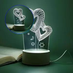 쌍문상회 램프등 하트풍선 3D 착시 아크릴 무드등 USB 입체 테이블조명