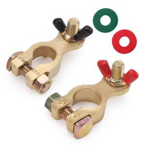 1쌍 자동차 배터리 단자 커넥터 보호기 와이어 케이블 클램프 조절 가능 전도성 캡 스터드 타입 양극 음극