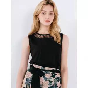 막스까르띠지오 [오늘 마지막 특가] 레이스 배색 라운드 쿨링 나시