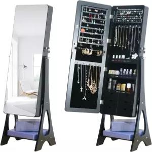 MASMIRE 스탠딩 미러 주얼리 캐비닛 전신 아르무아르 정리함 여성용 잠금식 보관함 프레임리스 LED 조명 6
